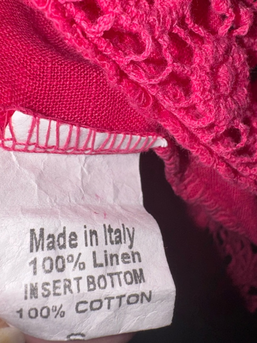 Italian Linen Top Pink Lace Hem Boho Tunic Made in Italy Small - Picture 3 of 7